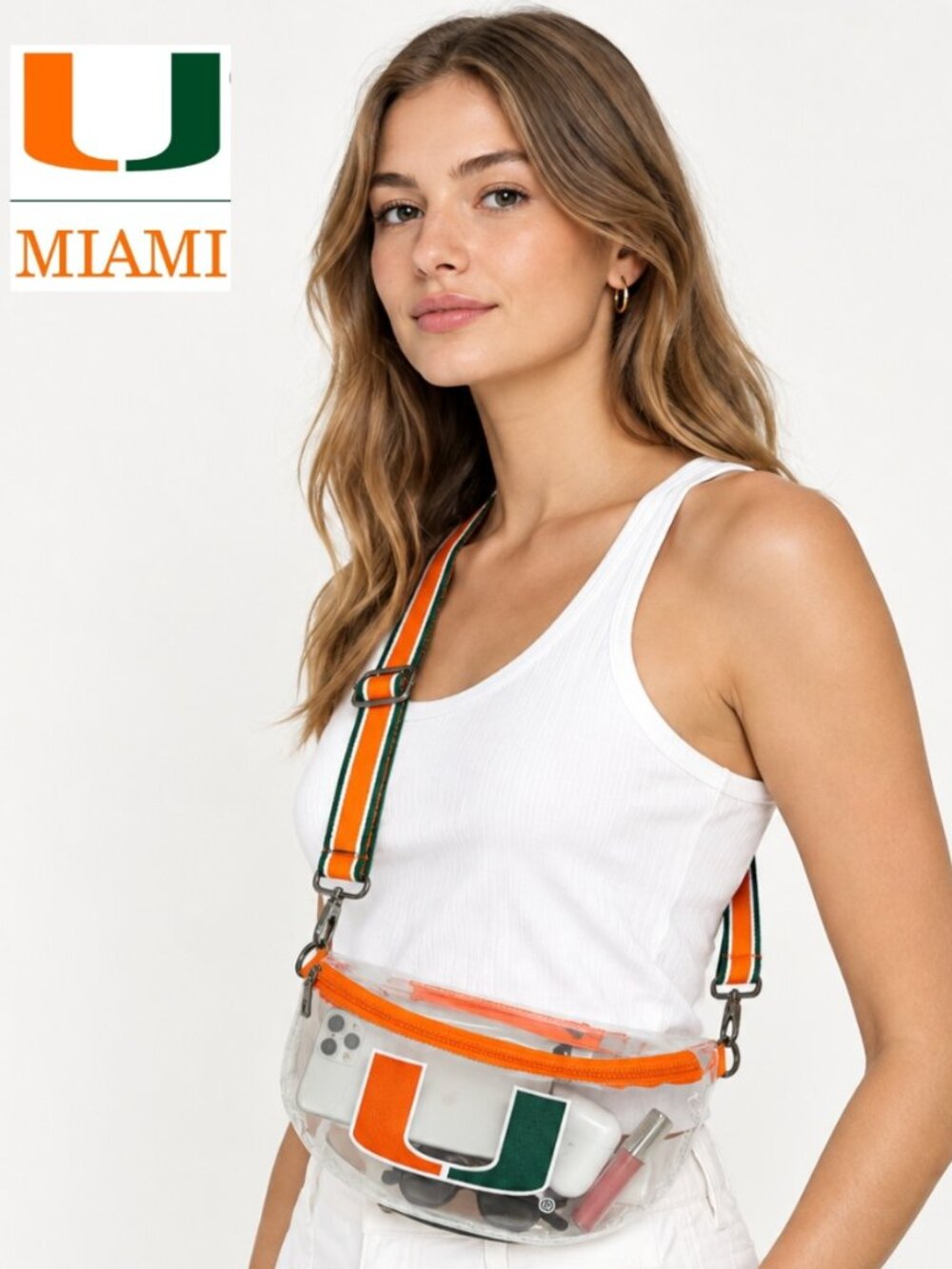 New Women Think Royln Clear University of Miami Purse Bag